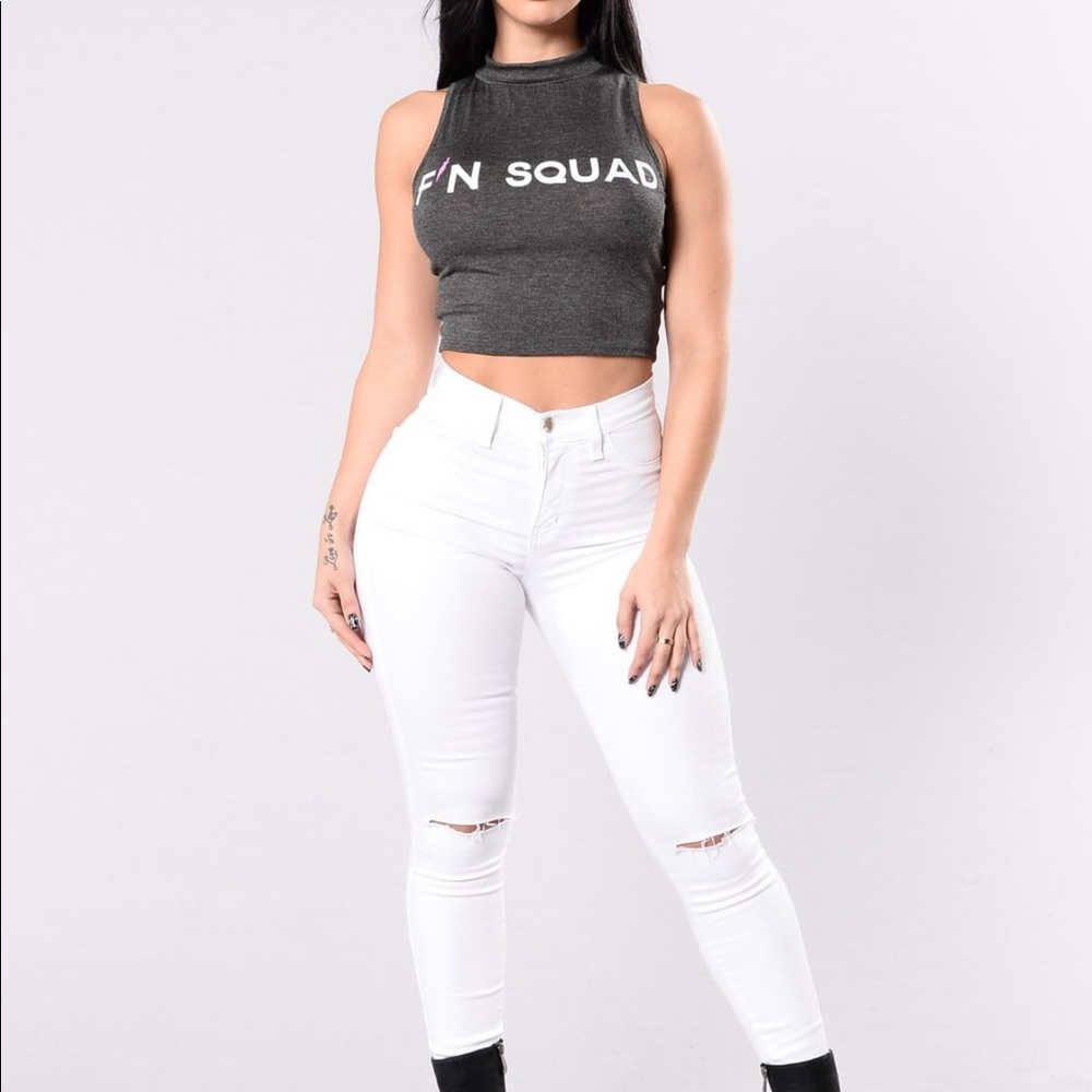 Fashion Nova Gray Mock Neck Crop Top FN Squad NWT XS